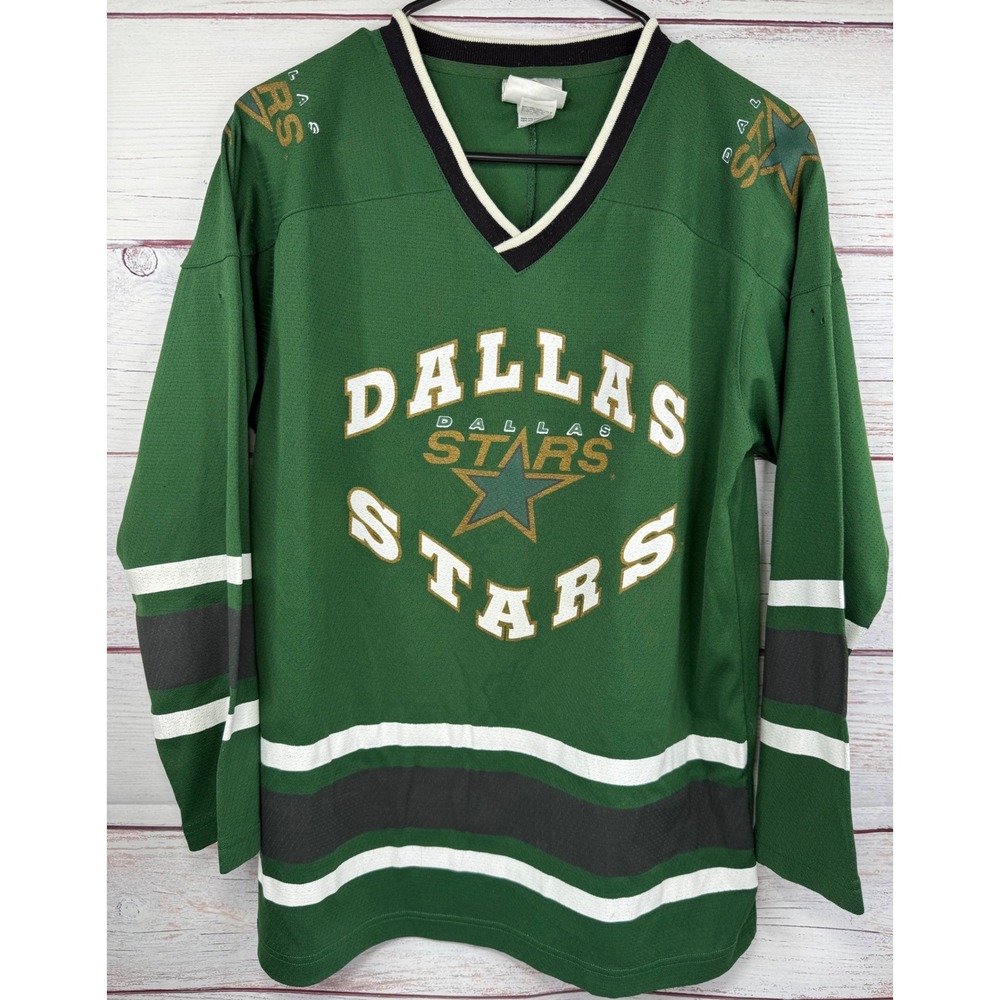 Vintage Dallas Stars Brett Hull 22 Jersey Green Youth L 14-16 Winning Goal NHL